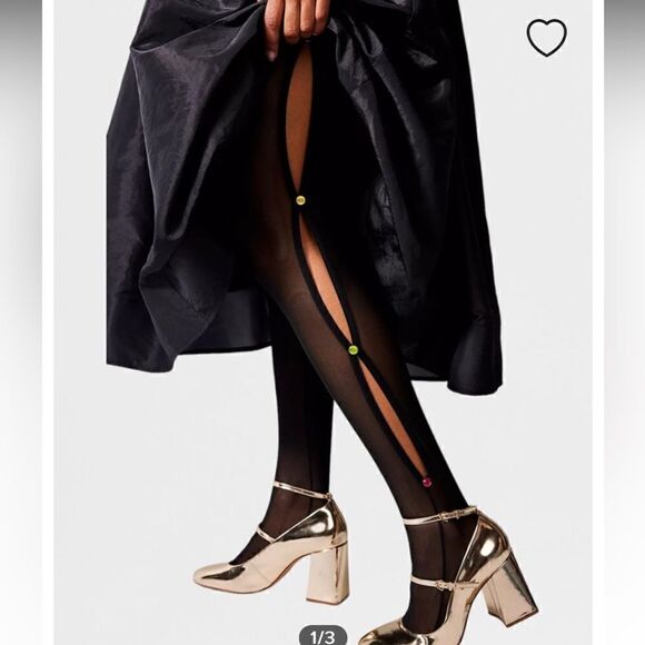 Free People x High Heel Jungle Aphrodite Side Slit Tights Black - Picture 1 of 7